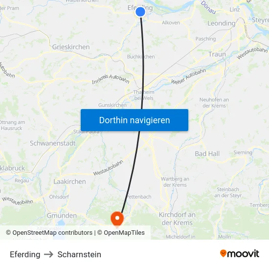Eferding to Scharnstein map