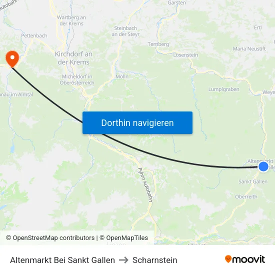 Altenmarkt Bei Sankt Gallen to Scharnstein map