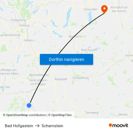 Bad Hofgastein to Scharnstein map