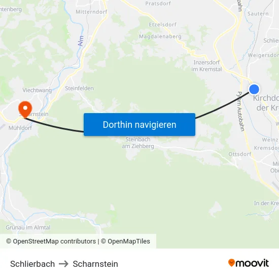 Schlierbach to Scharnstein map