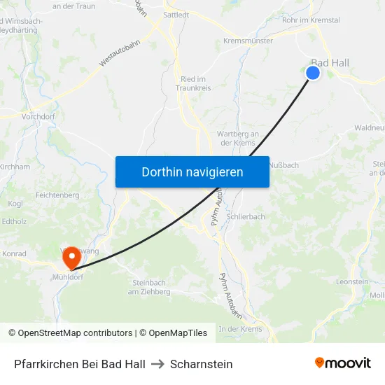 Pfarrkirchen Bei Bad Hall to Scharnstein map