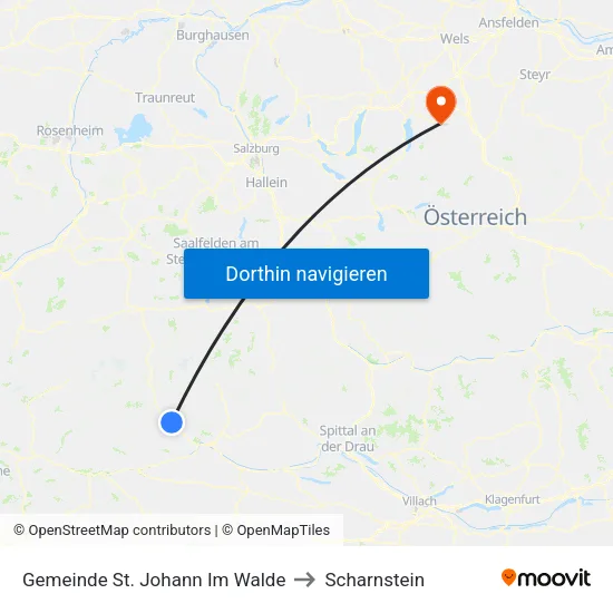 Gemeinde St. Johann Im Walde to Scharnstein map