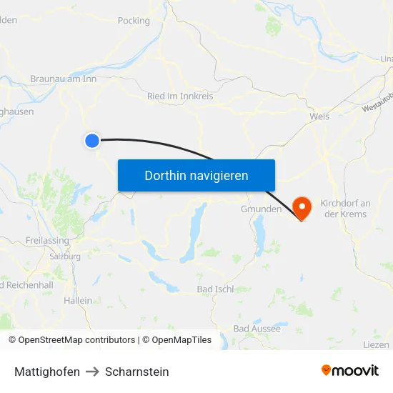 Mattighofen to Scharnstein map
