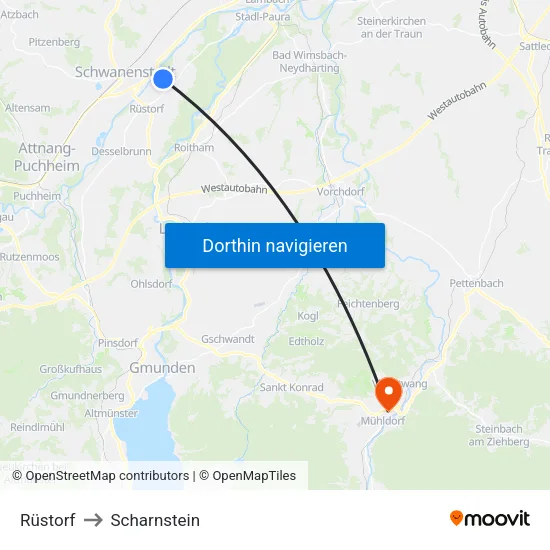 Rüstorf to Scharnstein map