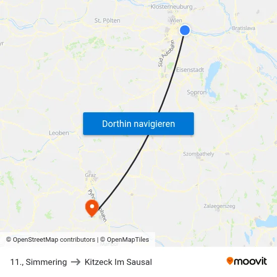 11., Simmering to Kitzeck Im Sausal map