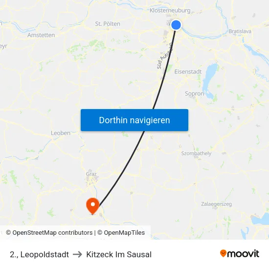 2., Leopoldstadt to Kitzeck Im Sausal map