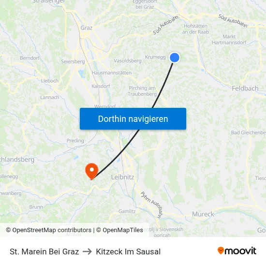 St. Marein Bei Graz to Kitzeck Im Sausal map