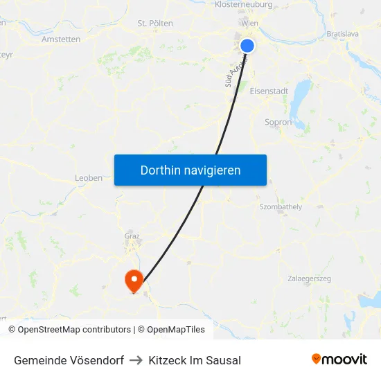 Gemeinde Vösendorf to Kitzeck Im Sausal map