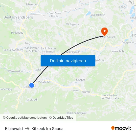 Eibiswald to Kitzeck Im Sausal map