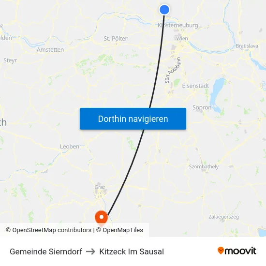 Gemeinde Sierndorf to Kitzeck Im Sausal map