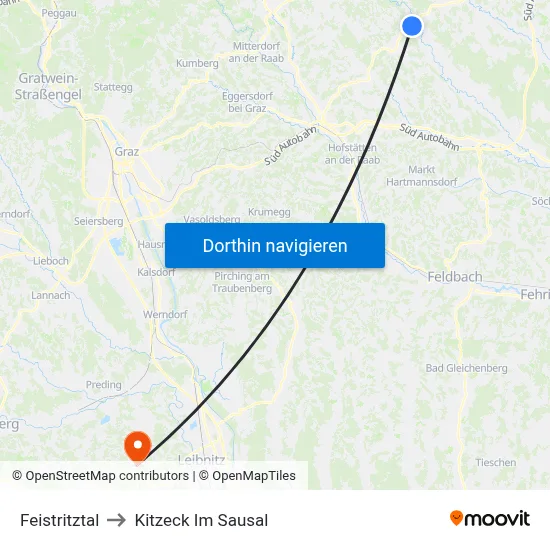 Feistritztal to Kitzeck Im Sausal map