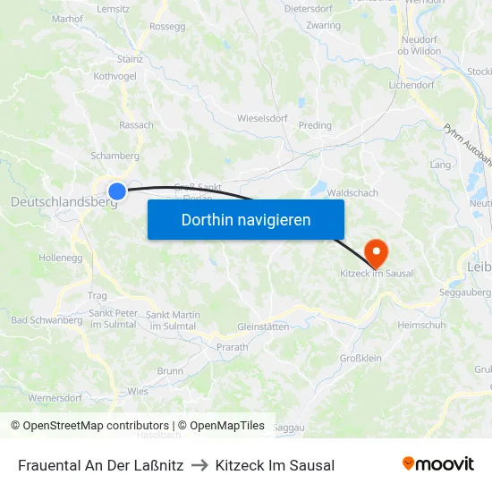 Frauental An Der Laßnitz to Kitzeck Im Sausal map