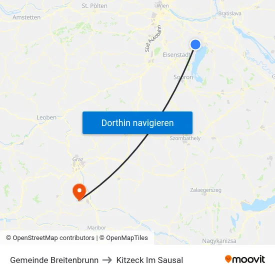 Gemeinde Breitenbrunn to Kitzeck Im Sausal map