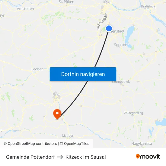 Gemeinde Pottendorf to Kitzeck Im Sausal map