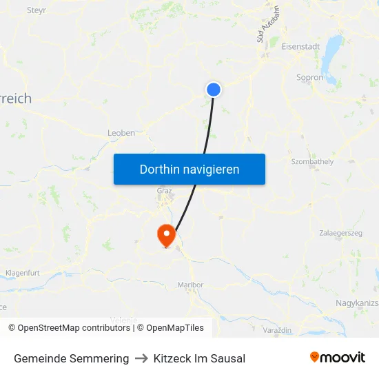 Gemeinde Semmering to Kitzeck Im Sausal map