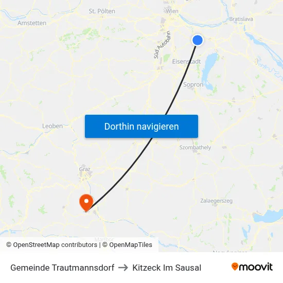 Gemeinde Trautmannsdorf to Kitzeck Im Sausal map