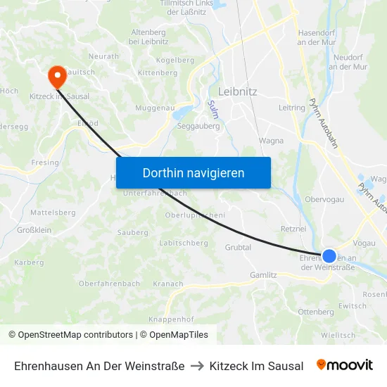 Ehrenhausen An Der Weinstraße to Kitzeck Im Sausal map