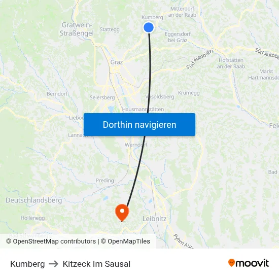 Kumberg to Kitzeck Im Sausal map