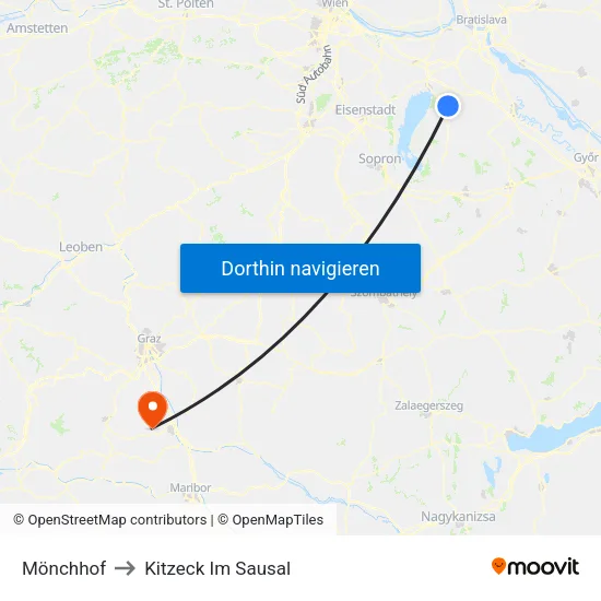 Mönchhof to Kitzeck Im Sausal map