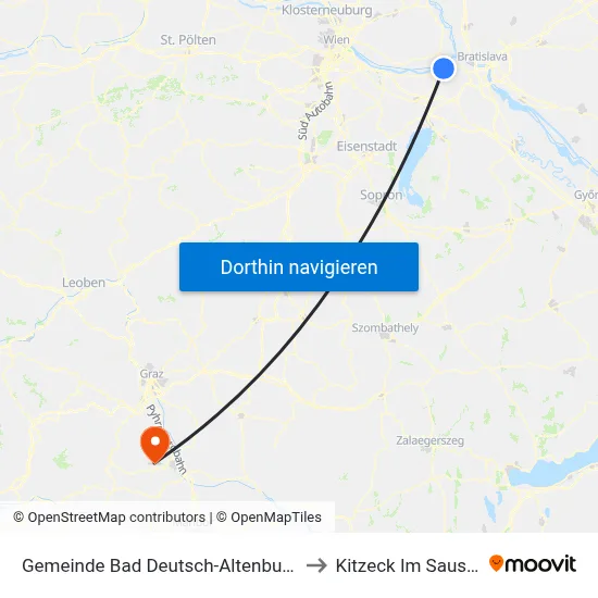 Gemeinde Bad Deutsch-Altenburg to Kitzeck Im Sausal map