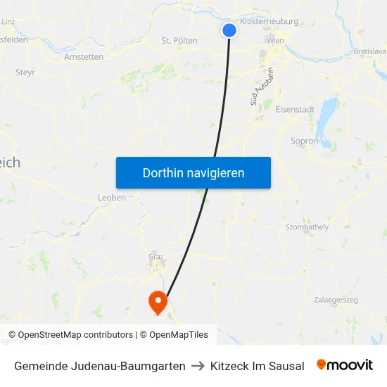 Gemeinde Judenau-Baumgarten to Kitzeck Im Sausal map