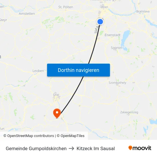 Gemeinde Gumpoldskirchen to Kitzeck Im Sausal map