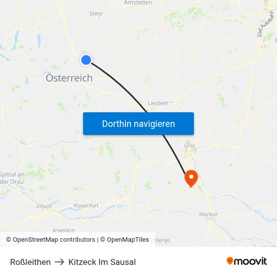 Roßleithen to Kitzeck Im Sausal map