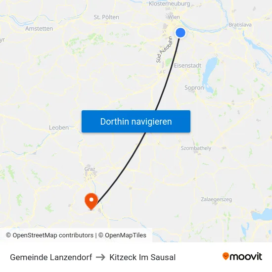Gemeinde Lanzendorf to Kitzeck Im Sausal map