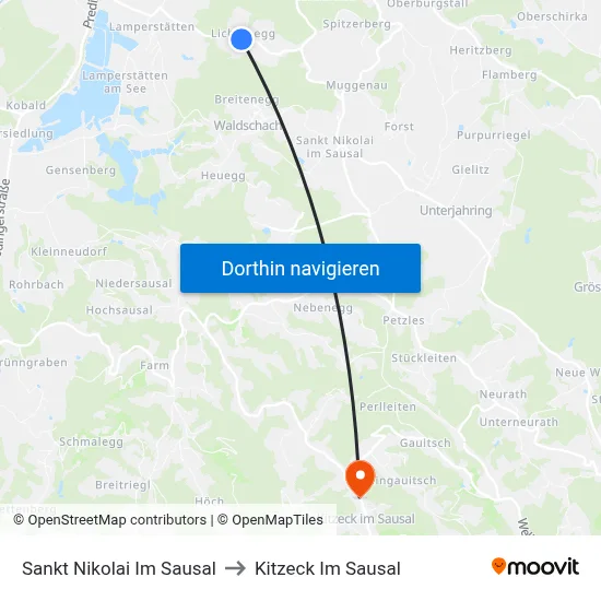 Sankt Nikolai Im Sausal to Kitzeck Im Sausal map