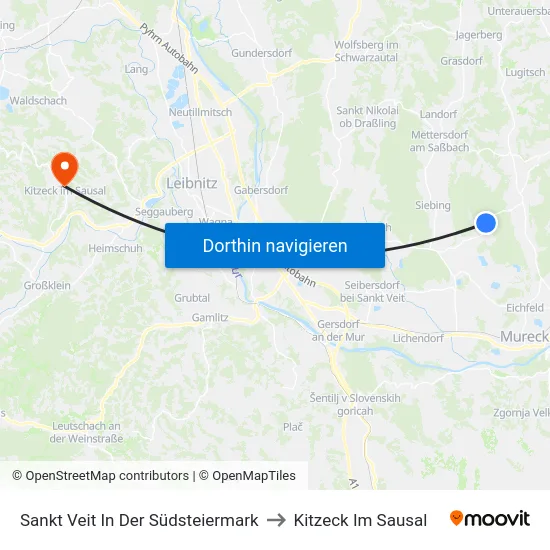 Sankt Veit In Der Südsteiermark to Kitzeck Im Sausal map