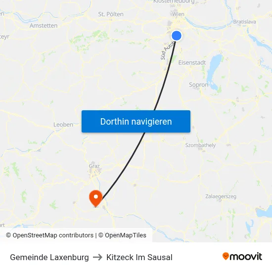 Gemeinde Laxenburg to Kitzeck Im Sausal map