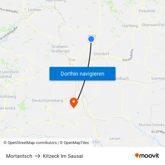 Mortantsch to Kitzeck Im Sausal map