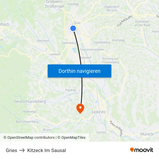 Gries to Kitzeck Im Sausal map