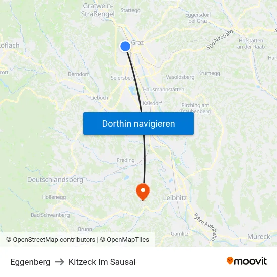 Eggenberg to Kitzeck Im Sausal map