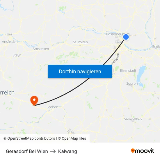 Gerasdorf Bei Wien to Kalwang map