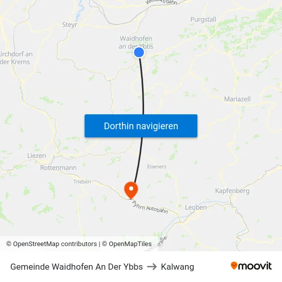 Gemeinde Waidhofen An Der Ybbs to Kalwang map