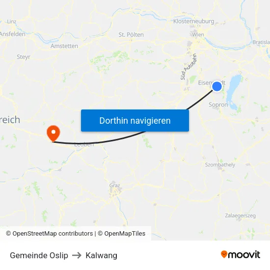 Gemeinde Oslip to Kalwang map