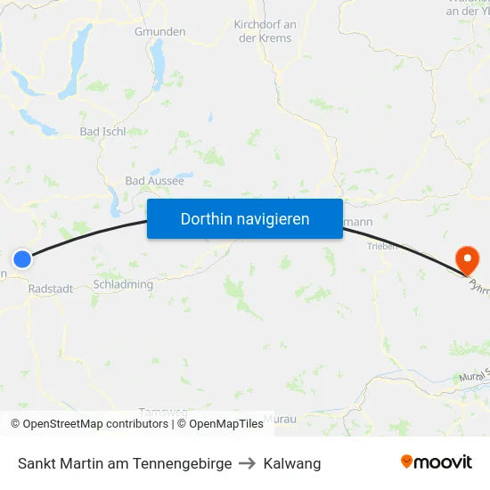 Sankt Martin am Tennengebirge to Kalwang map