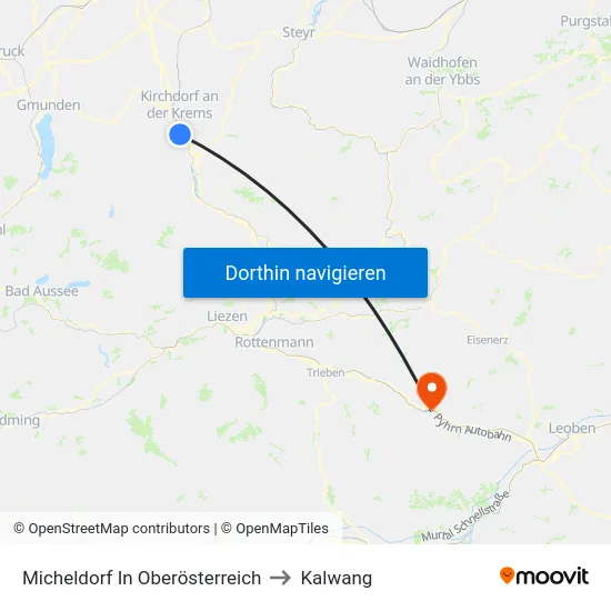 Micheldorf In Oberösterreich to Kalwang map