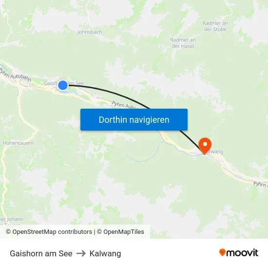 Gaishorn am See to Kalwang map