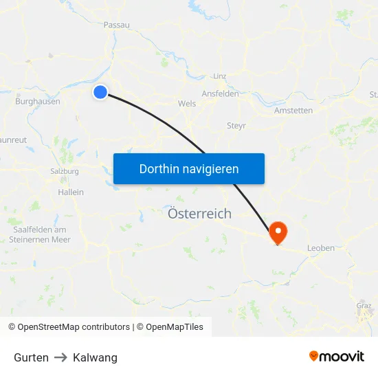 Gurten to Kalwang map