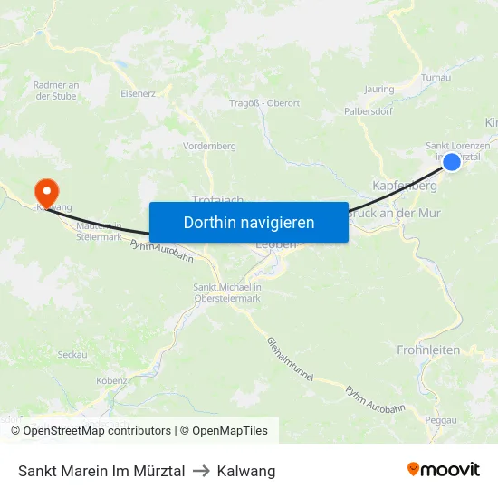 Sankt Marein Im Mürztal to Kalwang map
