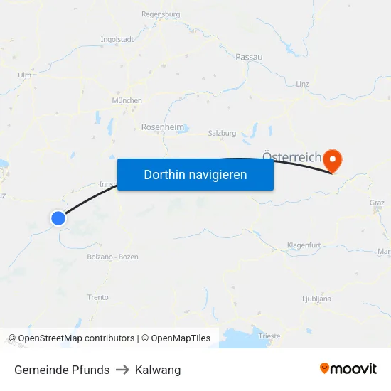 Gemeinde Pfunds to Kalwang map