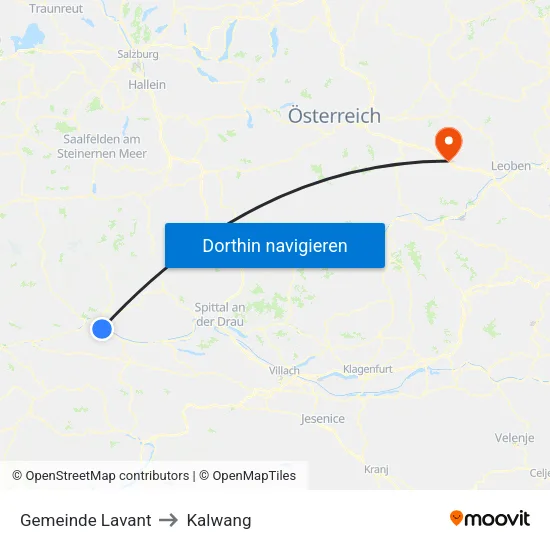 Gemeinde Lavant to Kalwang map