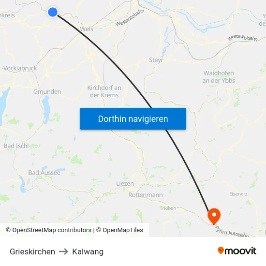 Grieskirchen to Kalwang map