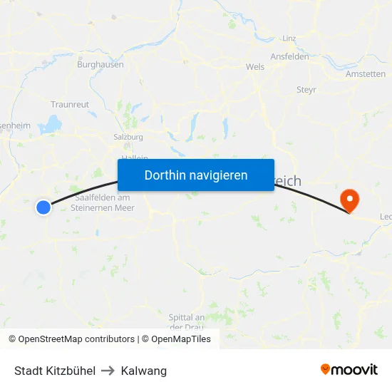 Stadt Kitzbühel to Kalwang map