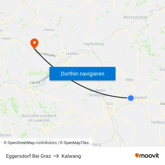 Eggersdorf Bei Graz to Kalwang map