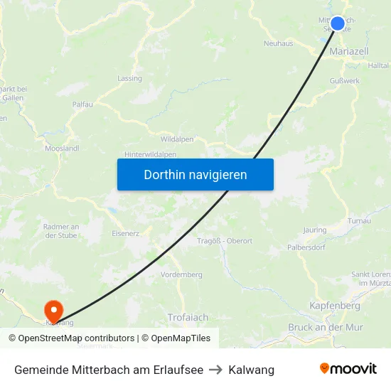 Gemeinde Mitterbach am Erlaufsee to Kalwang map