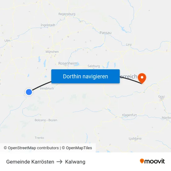 Gemeinde Karrösten to Kalwang map