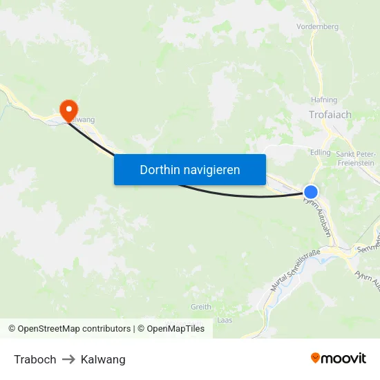 Traboch to Kalwang map